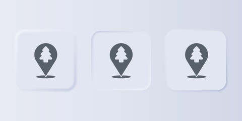 Poster - Grey Location of the forest on a map icon isolated on grey background. Set icons in square buttons. Vector