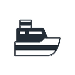 Poster - Black Ship line path of ship sea route with start point GPS and black line icon isolated on white background. Vector