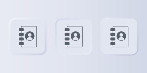 Poster - Grey Address book icon isolated on grey background. Notebook, address, contact, directory, phone, telephone book icon. Set icons in square buttons. Vector