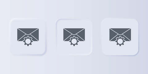 Poster - Grey Envelope setting icon isolated on grey background. Set icons in square buttons. Vector
