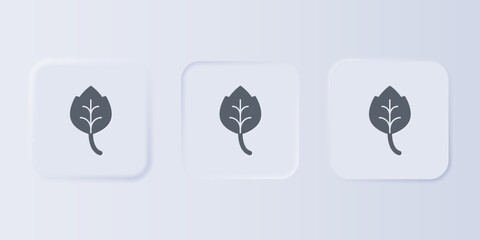 Poster - Grey Leaf icon isolated on grey background. Leaves sign. Fresh natural product symbol. Set icons in square buttons. Vector