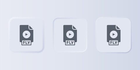 Fototapete - Grey FLV file document video file format. Download flv button icon isolated on grey background. FLV file symbol. Set icons in square buttons. Vector