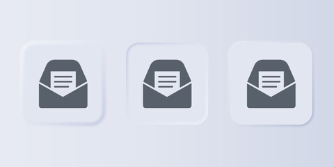 Poster - Grey Mail and e-mail icon isolated on grey background. Envelope symbol e-mail. Email message sign. Set icons in square buttons. Vector