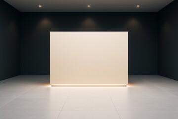 Poster - Minimalist blank wall background with soft lighting in modern interior room, perfect for creative design, branding, or poster mockup display.