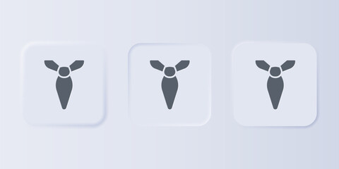 Poster - Grey Tie icon isolated on grey background. Necktie and neckcloth symbol. Set icons in square buttons. Vector