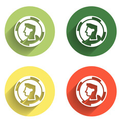 Poster - Set Ancient coin icon isolated with long shadow background. Color circle button. Vector