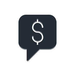 Poster - Black Paid support icon isolated on white background.Speech bubble chat. Message icon. Communication or comment chat symbol. Vector