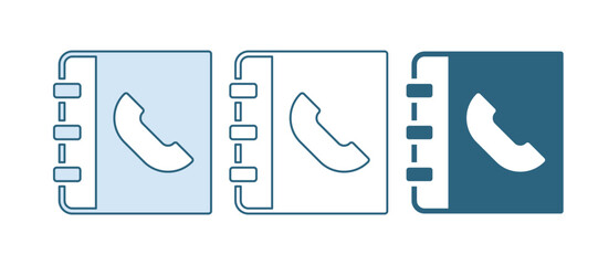 Poster - Blue Phone book icon isolated on white background. Address book. Telephone directory. Vector