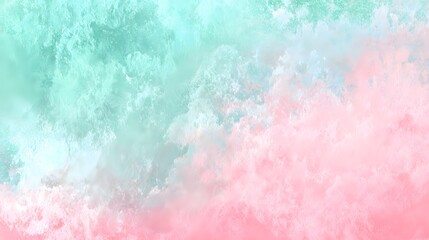 Poster - Soft ethereal pastel background with a textured watercolor effect and a gradient of muted mint green and pale pink hues creating a serene and calming atmosphere