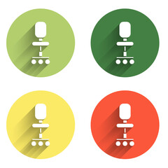 Poster - Set Office chair icon isolated with long shadow background. Color circle button. Vector