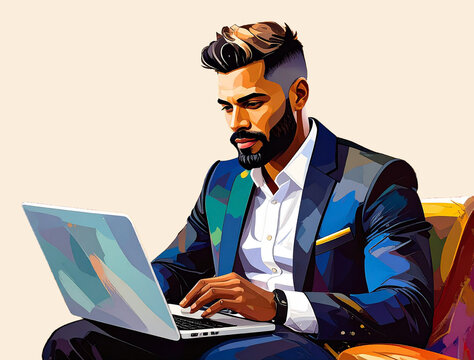 businessman working on laptop