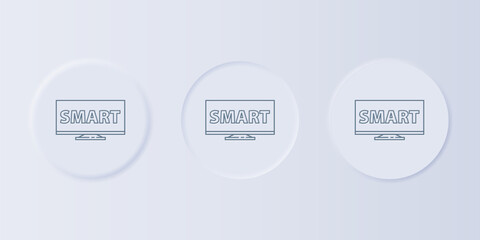Poster - Grey Screen tv with Smart video technology icon isolated on grey background. Set icons in square buttons. Vector