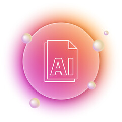 Poster - White AI file document. Download ai button icon isolated on white background. AI file symbol. Orange and pink gradient circle background. Vector