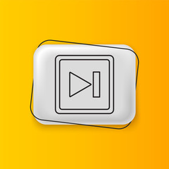 Poster - Black Fast forward icon isolated on yellow background. Silver rectangle button. Vector