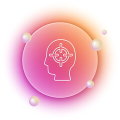 Poster - White Finding a problem in psychology icon isolated on white background. Orange and pink gradient circle background. Vector