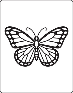 Geometric animal polygon line art butterfly black outline vector illustration for children coloring page or book design