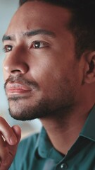 Fototapete - Thinking, research and online with business man in office for reading, error and troubleshooting solution. System logs, planning and 404 glitch with person in agency for problem solving and review