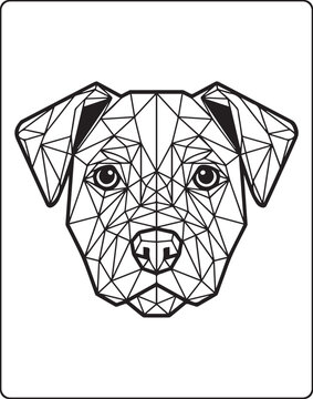 Geometric animal polygon line art dog head black outline vector illustration for children coloring page or book design