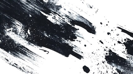 Aufkleber - Bold expressive abstract grunge brush strokes in a striking black and white contrast creating a dynamic and edgy visual aesthetic