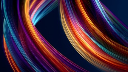 Leinwandbilder - Mesmerizing abstract composition with dynamic swirling neon like lines and vivid glowing rainbow gradients against a dark backdrop creating an energetic and futuristic visual effect