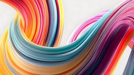 Poster - Captivating abstract composition featuring fluid undulating lines and shapes in a vivid spectrum of colors creating a dynamic and visually striking dance across the smooth white backdrop