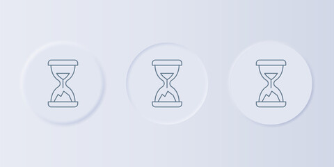 Poster - Grey Old hourglass with flowing sand icon isolated on grey background. Sand clock sign. Business and time management concept. Set icons in square buttons. Vector