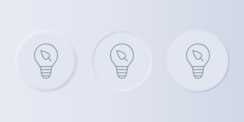 Poster - Grey Light bulb with leaf icon isolated on grey background. Eco energy concept. Alternative energy concept. Set icons in square buttons. Vector