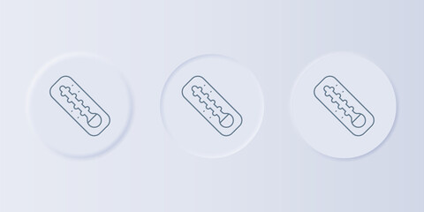 Poster - Grey Meteorology thermometer measuring heat and cold icon isolated on grey background. Thermometer equipment showing hot or cold weather. Set icons in square buttons. Vector