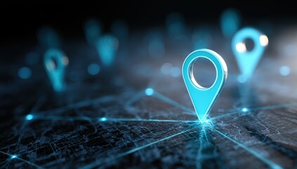 Poster - Map location pins route connections