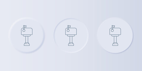 Poster - Grey Mail box icon isolated on grey background. Mailbox icon. Mail postbox on pole with flag. Set icons in square buttons. Vector