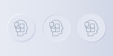 Fototapete - Grey Human head puzzles strategy icon isolated on grey background. Thinking brain sign. Symbol work of brain. Set icons in square buttons. Vector