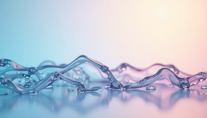 Poster - Abstract close-up of transparent water splash against a gradient background with reflections