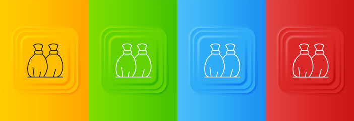 Poster - White Garbage bag icon isolated on colorful background. Set icons in square buttons. Vector