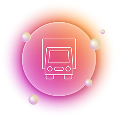 Poster - White Delivery cargo truck vehicle icon isolated on white background. Orange and pink gradient circle background. Vector