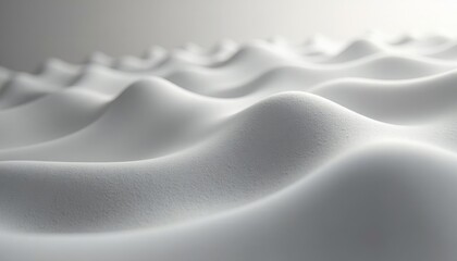 Poster - Abstract rendering of smooth, undulating white waves with soft textures and shadows