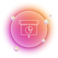 Fototapete - White Presentation financial business board with graph, schedule, chart, diagram, infographic, pie graph icon isolated on white background. Orange and pink gradient circle background. Vector