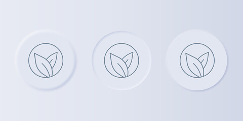 Poster - Grey Tea leaf icon isolated on grey background. Tea leaves. Set icons in square buttons. Vector