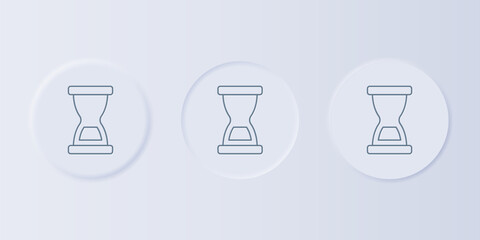Poster - Grey Old hourglass with flowing sand icon isolated on grey background. Sand clock sign. Business and time management concept. Set icons in square buttons. Vector