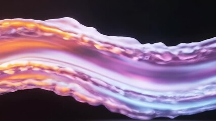 Poster - 抽象的な波状のテクスチャ背景 ピンク 紫と金の流動的な形状と色のグラデーションが施されたダイナミックなアートワーク
