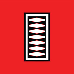 Aufkleber - Geometric abstract composition featuring red and white diamond shapes design