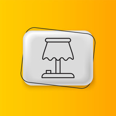 Poster - Black Table lamp icon isolated on yellow background. Silver rectangle button. Vector