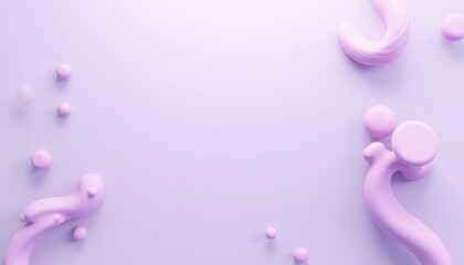Poster - Abstract 3D render of soft pink shapes and spheres on a pastel background