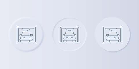 Poster - Grey Car wash icon isolated on grey background. Carwash service and water cloud icon. Set icons in square buttons. Vector