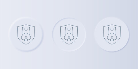 Poster - Grey Animal health insurance icon isolated on grey background. Pet protection concept. Dog or cat paw print. Set icons in square buttons. Vector