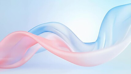 Poster - パステルピンクと青色の柔らかい布の波状の抽象的な背景 優雅で滑らかな流れのデザインと装飾的なパターンが特徴