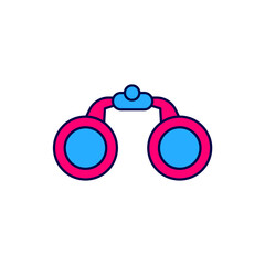 Poster - filled outline binoculars icon isolated on white background. find software sign. spy equipment symbo
