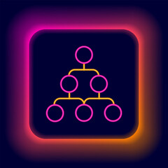 Fototapete - Glowing neon line Business hierarchy organogram chart infographics icon isolated on black background. Corporate organizational structure graphic elements. Colorful outline concept. Vector