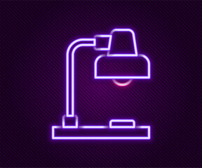 Poster - Glowing neon line Table lamp icon isolated on black background. Colorful outline concept. Vector