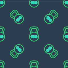 Poster - Line Weight icon isolated seamless pattern on blue background. Kilogram weight block for weight lifting and scale. Mass symbol. Vector