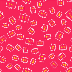 Poster - Line Chalkboard icon isolated seamless pattern on red background. School Blackboard sign. Vector